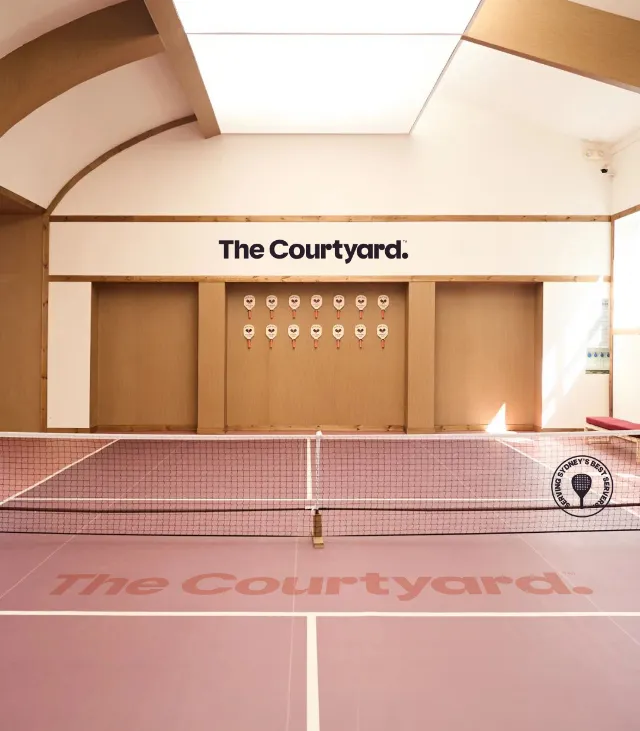 Outdoor pickleball courts at The Courtyard